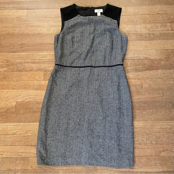Loft black and gray sleeveless zip back lined mini dress size 6 b26 - Picture 1 of 4